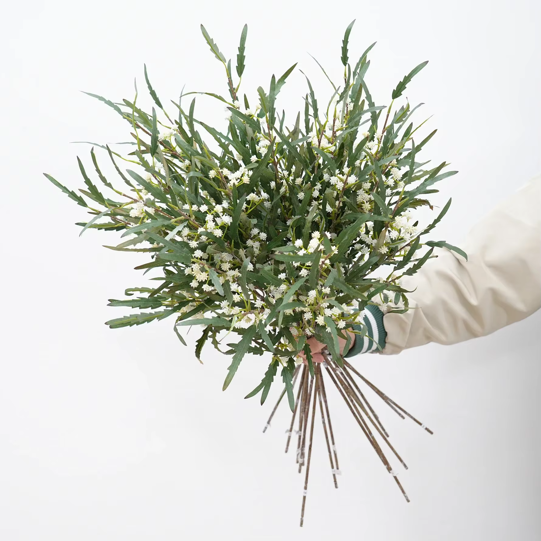 C1998 Branche de fleur artificielle verte de 75 cm pour arrangements floraux de mariage DIY
