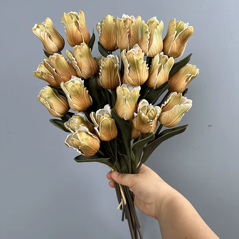 6 pièces de tulipes artificielles roses Morandi pour mariage