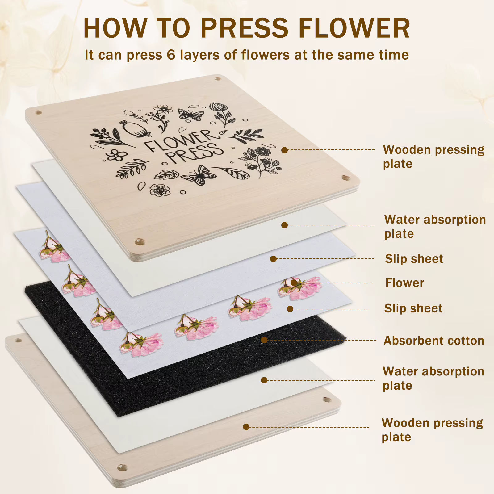 Kit de presse à fleurs professionnel en bois