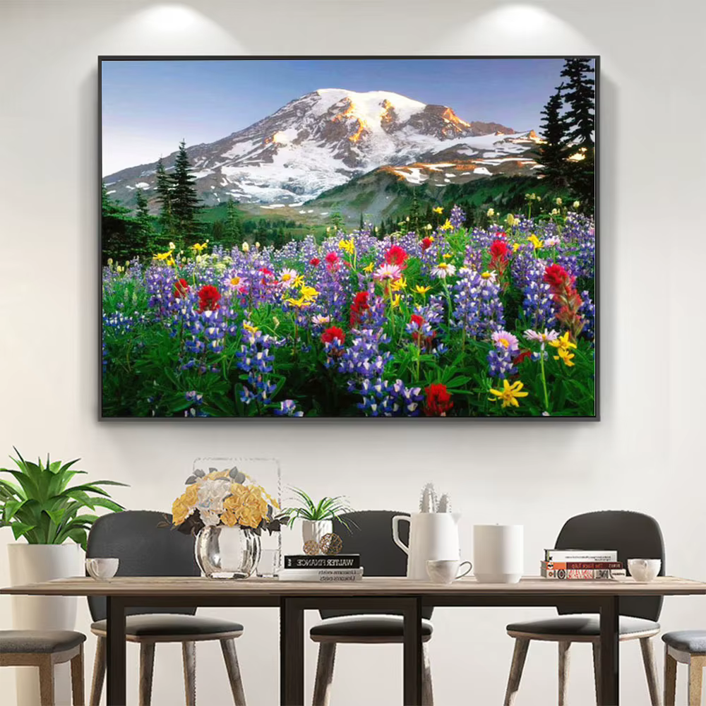 Ensemble de broderie au point de croix bricolage, toile imprimée, fil de coton pour salon, paysage de fleurs, artisanat grossier, vente en gros, 11CT