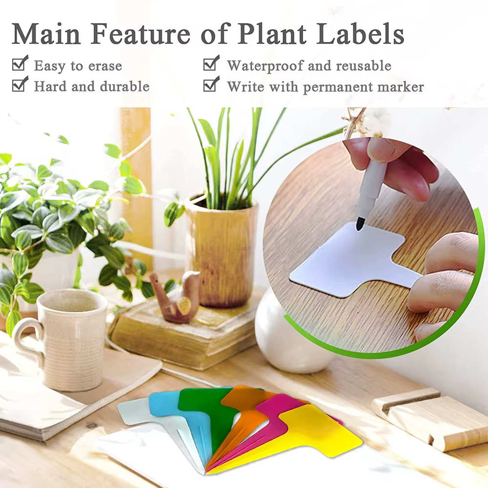Étiquettes de plantes imperméables en plastique en forme de T