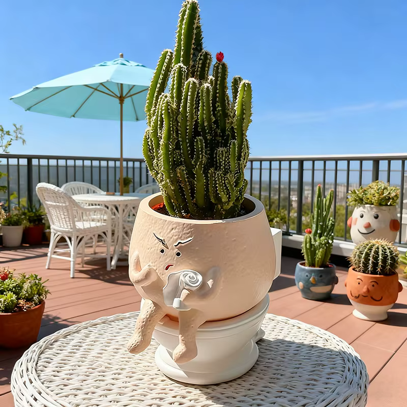 Pot de fleurs amusant en forme de toilette pour plantes succulentes