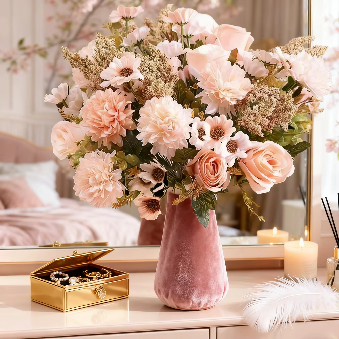 Bouquet de roses artificielles pour la saint-valentin
