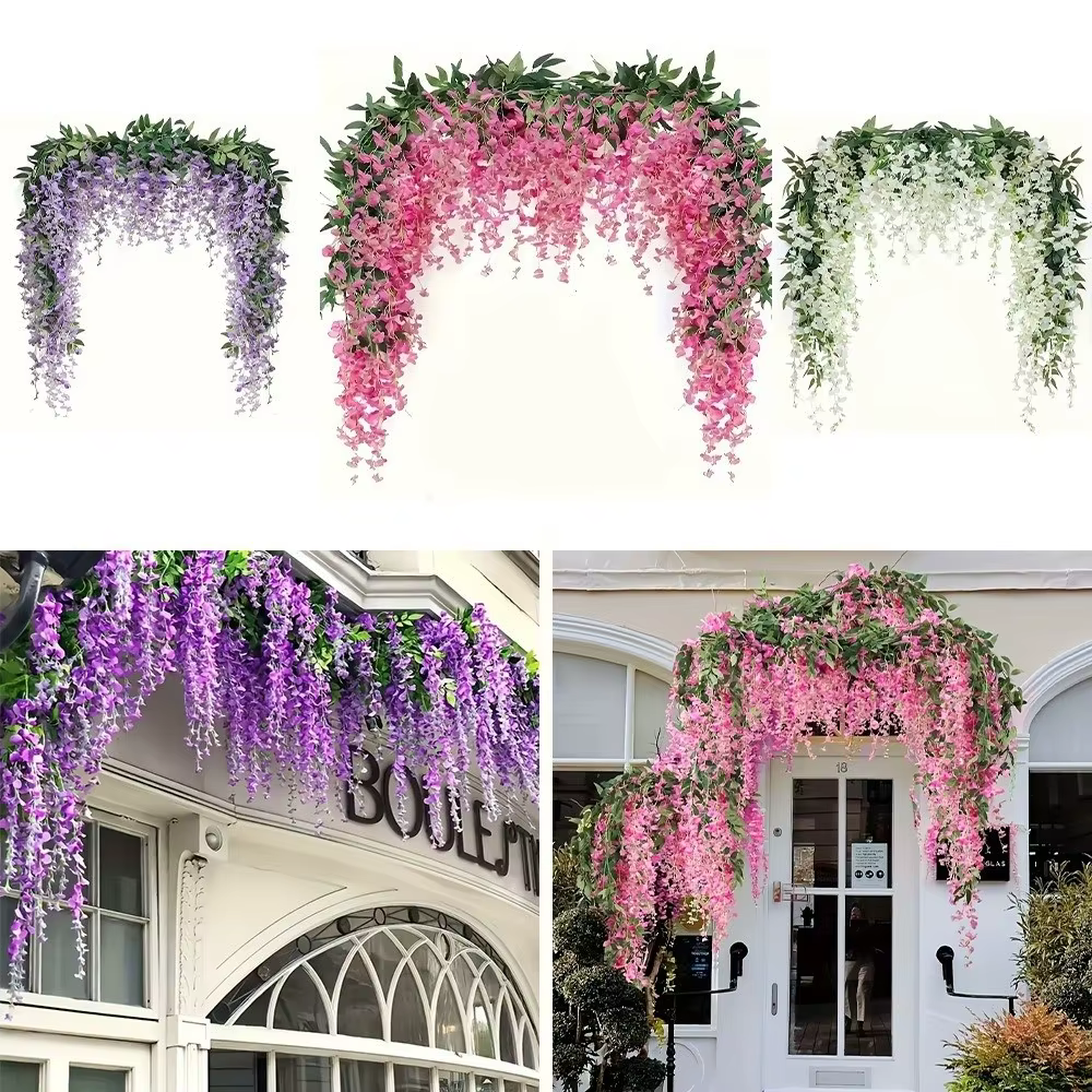 1 Guirlande de 15 fleurs artificielles de glycine