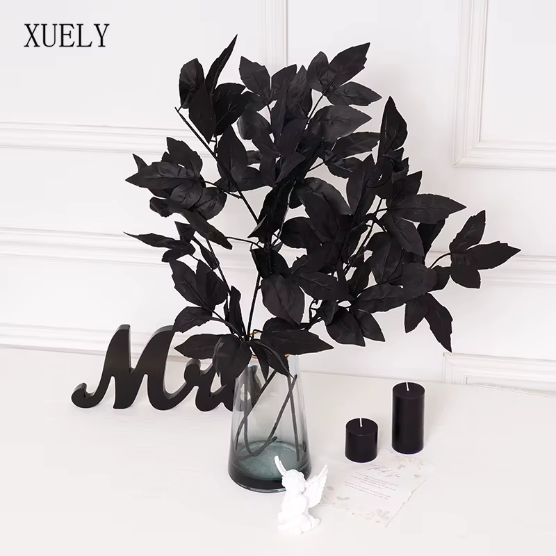 Feuilles de plantes artificielles en soie série noire
