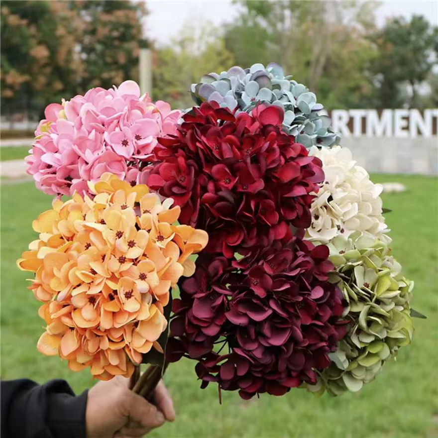 Fleurs artificielles hortensia mur de mariage maison festival décorations cuisine accessoire bricolage nuptiale bouquet scrapbook intérieur bonsaï