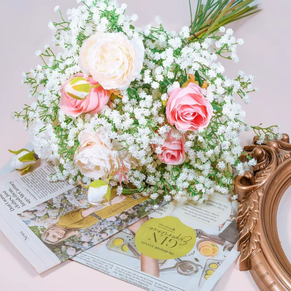 Fleurs artificielles Gypsophila blanches de 60 cm
