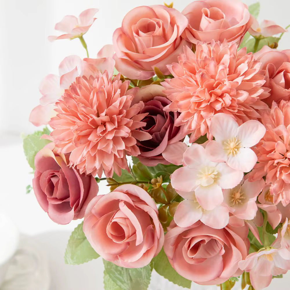 Fleur artificielle Soie hortensia rose de Haute Qualité Vacances Mariage nuptiale bouquet Accueil vase table BRICOLAGE cadeau scrapbook Décoration