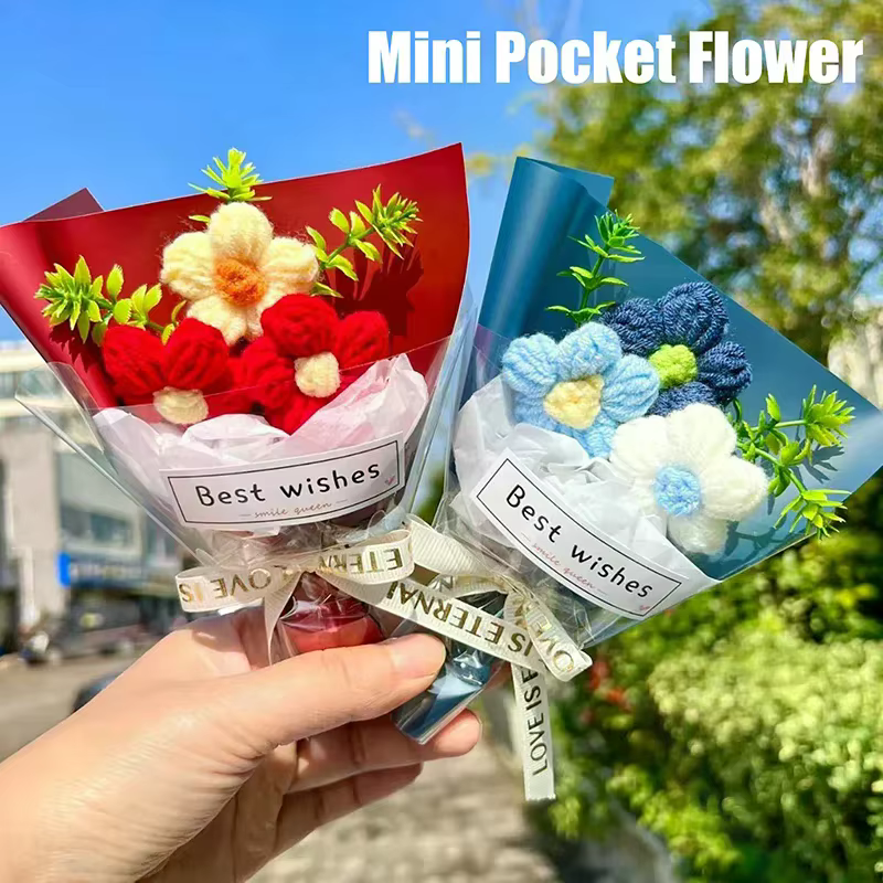 Mini bouquet de fleurs au crochet