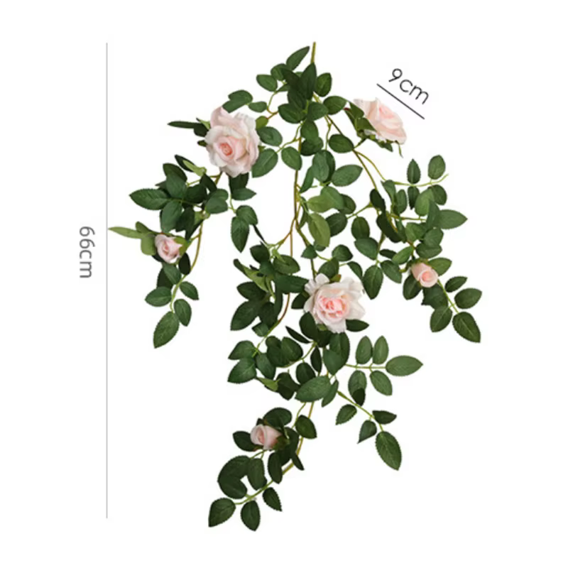 Plante verte artificielle de vigne de roses en rotin