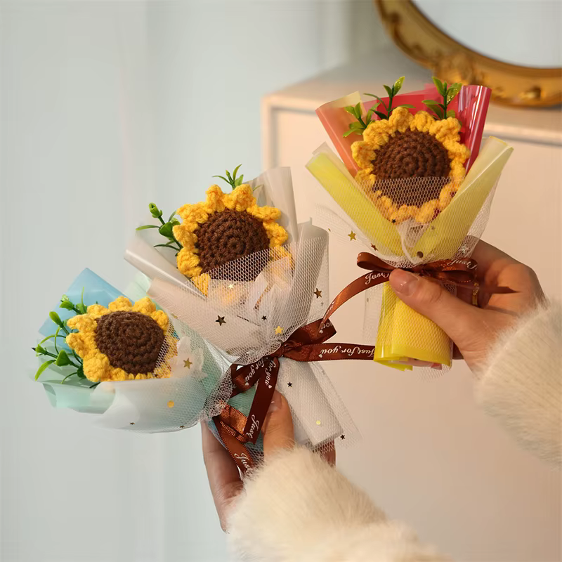Mini Bouquet de tournesol au Crochet
