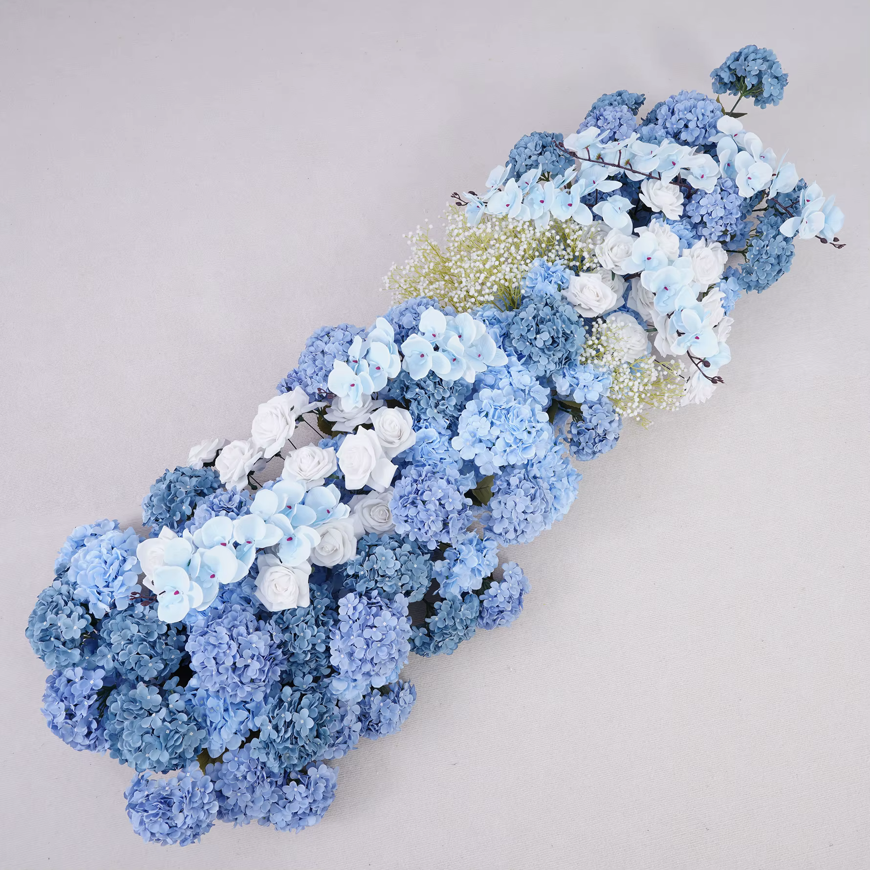 Grand hortensia bleu brume et blanc