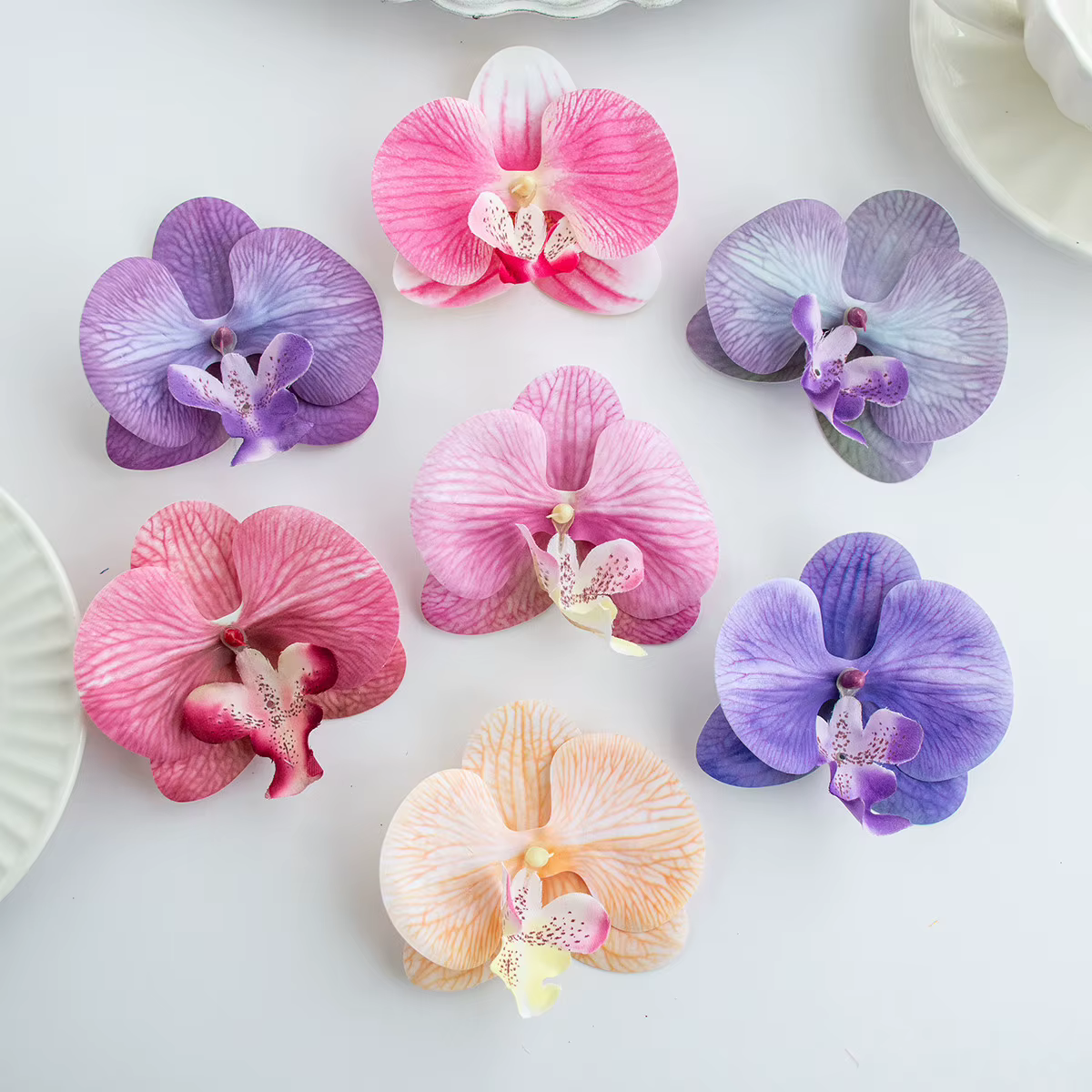 50/100 pièces fleurs artificielles Thai papillon orchidée articles de vente chaude Festival mariage chapellerie de mariée cheveux bricolage cadeau décoration