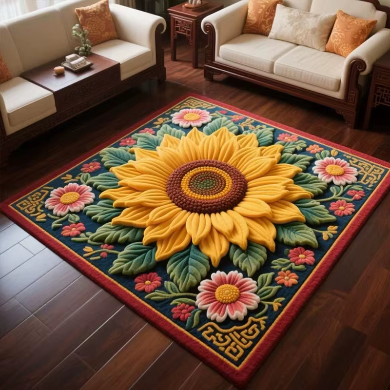 Tapis en peluche peluche tournesol 3D