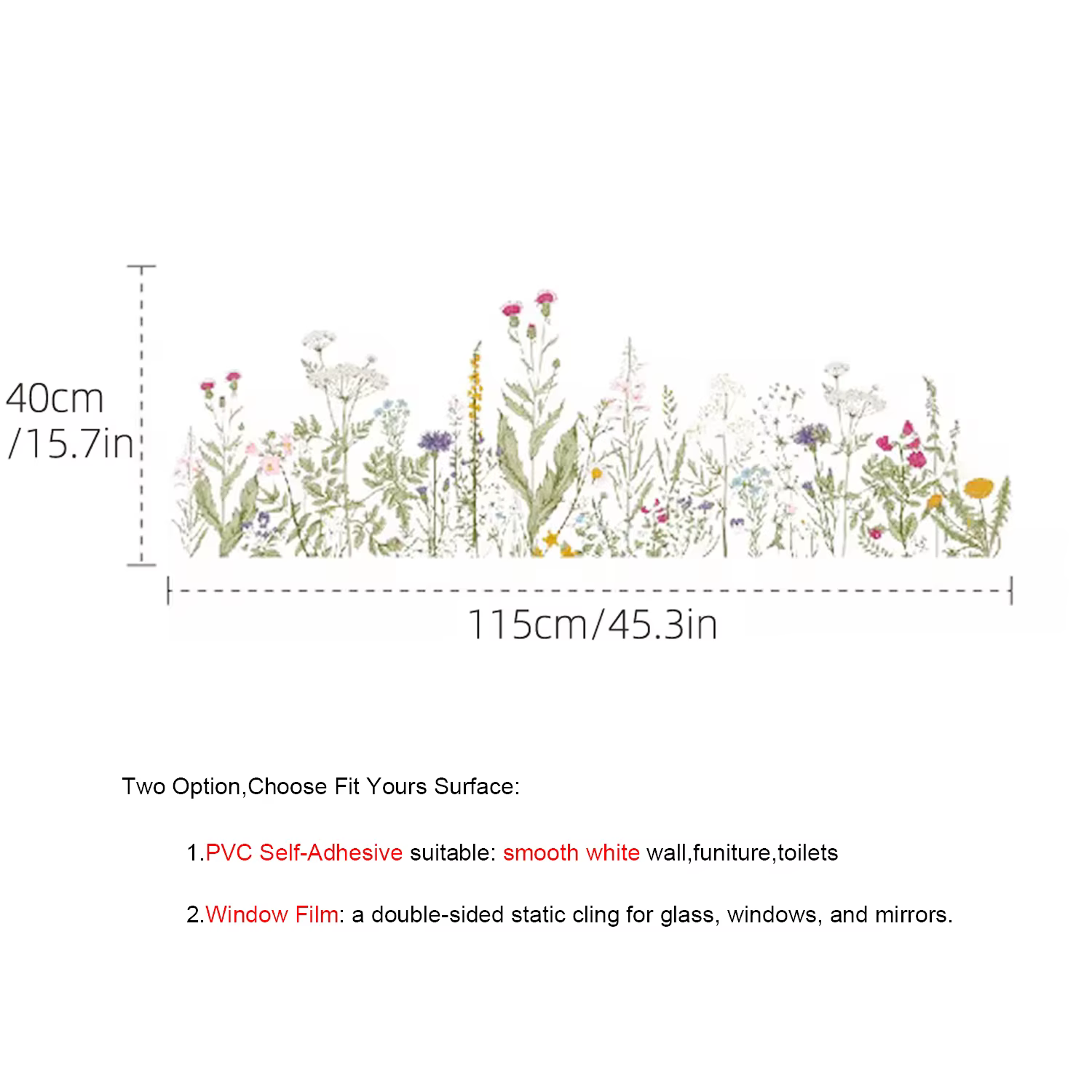 Autocollants muraux de fleurs sauvages pour dosseret de cuisine