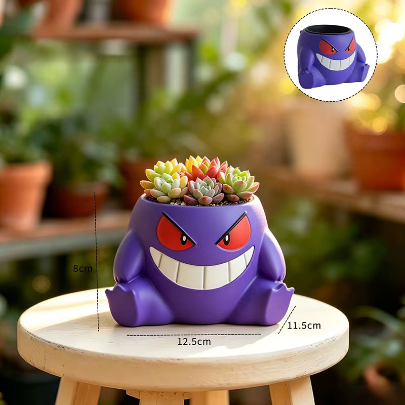 Pot de fleurs en résine en forme de Gengar de dessin animé