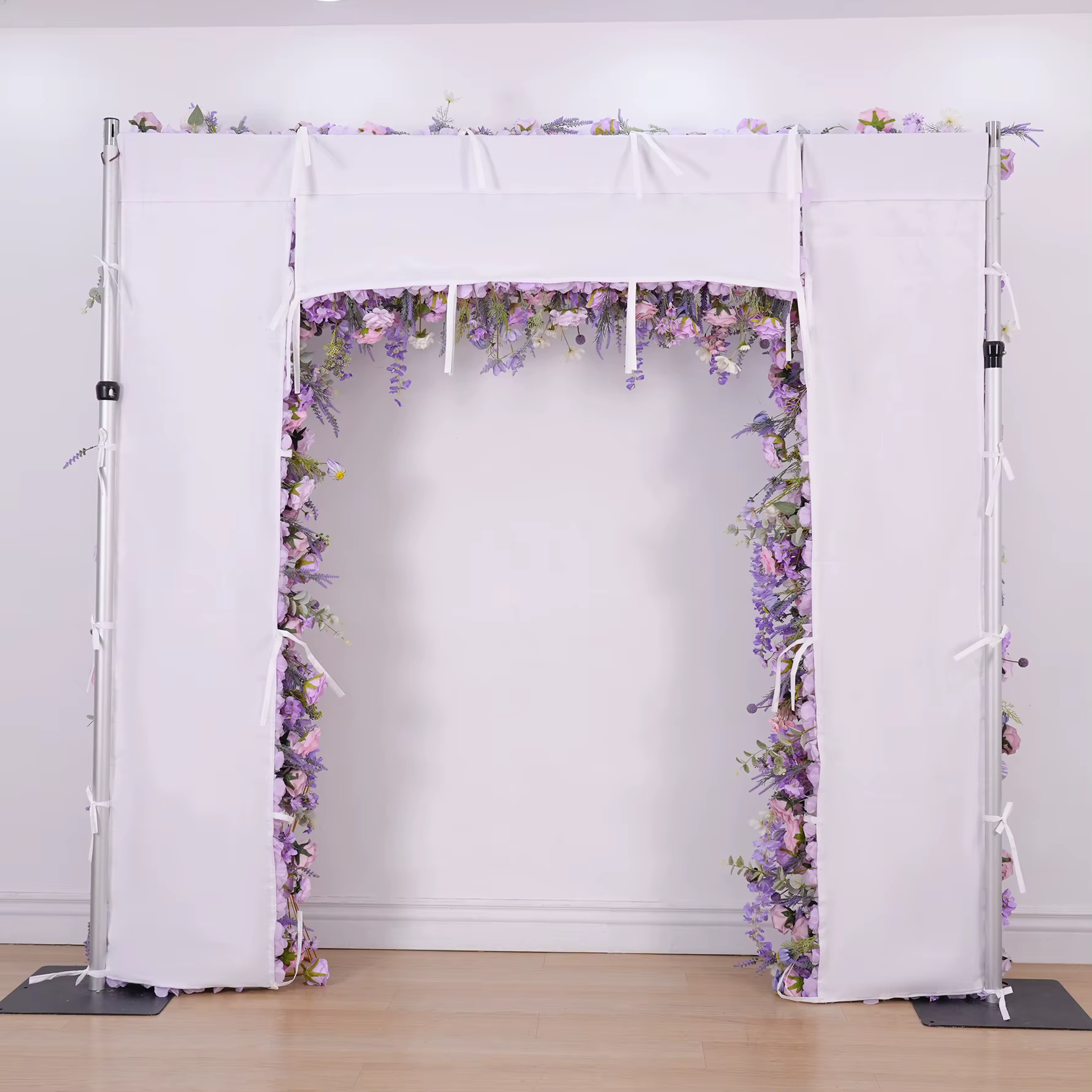 A8950 rêveur violet lavande Rose Delphinium tissu Base fleur rangée mariage toile de fond décor carré arc cadre Arrangement Floral