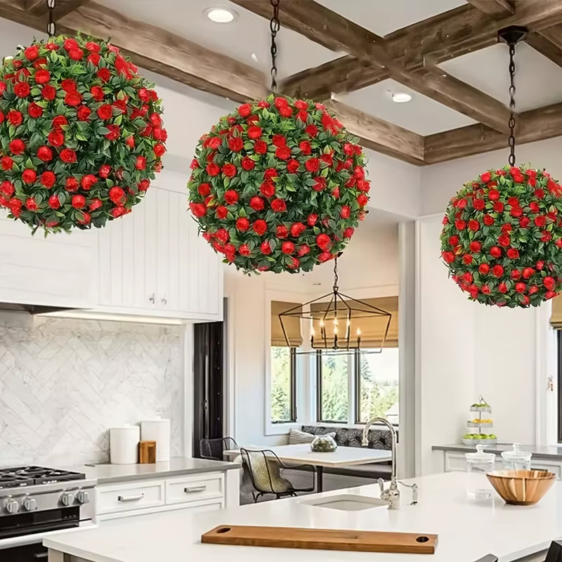 Boule d'herbe artificielle feuille d'eucalyptus plante verte fausse herbe aménagement paysager arbre hangar toit maison jardin mariage atmosphère décor