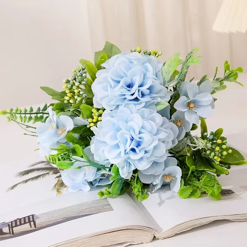Fleurs artificielles couleur automne Tennis de Table chrysanthème soie Simulation fleur mariage Floral décor à la maison boule chrysanthèmes