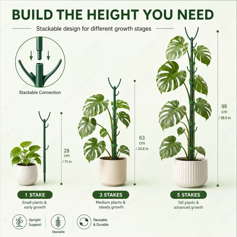 Piquets de support pour plantes grimpantes empilables