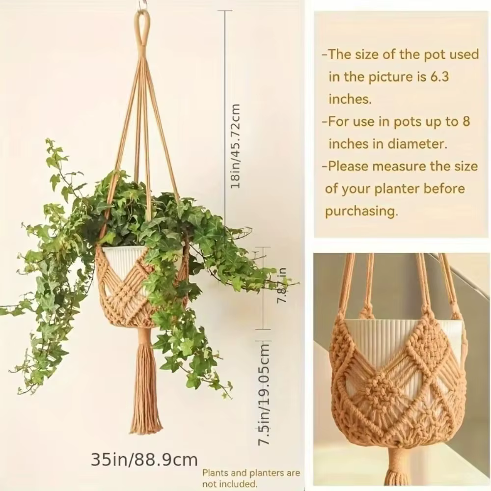Porte-plante bohème avec pochette en filet