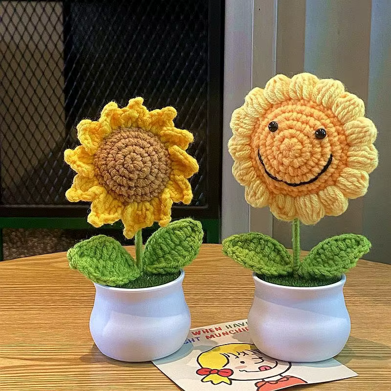 Fleur artificielle au Crochet de tournesol tissée à la main