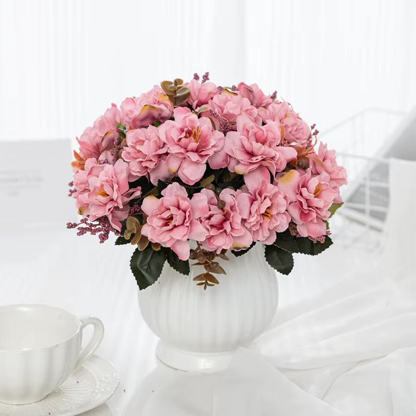 Fleurs artificielles Scrapbooking Soie Cerise Vase Accueil Salle Table Décor Extérieur Mariage Jardin Bouquet Bricolage Festival Couronne