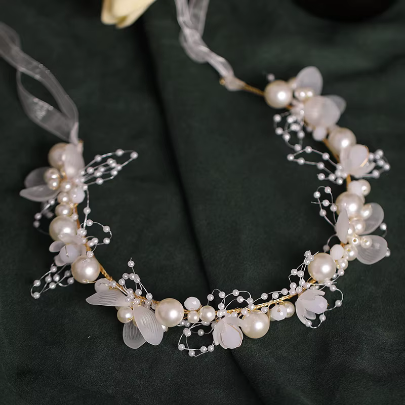 Bandeau de sauna fleur perle pour femme, fête, reconstitution historique, patients, mariage, accessoires pour cheveux, bijoux, vigne, diadème, cadeau