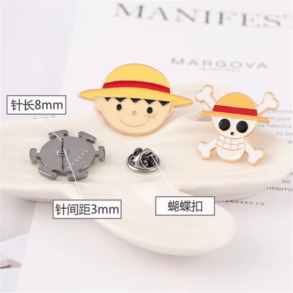 Broche de Personnalité de Dessin Animé, Danemark ge en Métal, Accessoires de Cartable pour Étudiants, Garçons et Bol, Périphérique Anime, Cadeau Luffy, 1 Pièce