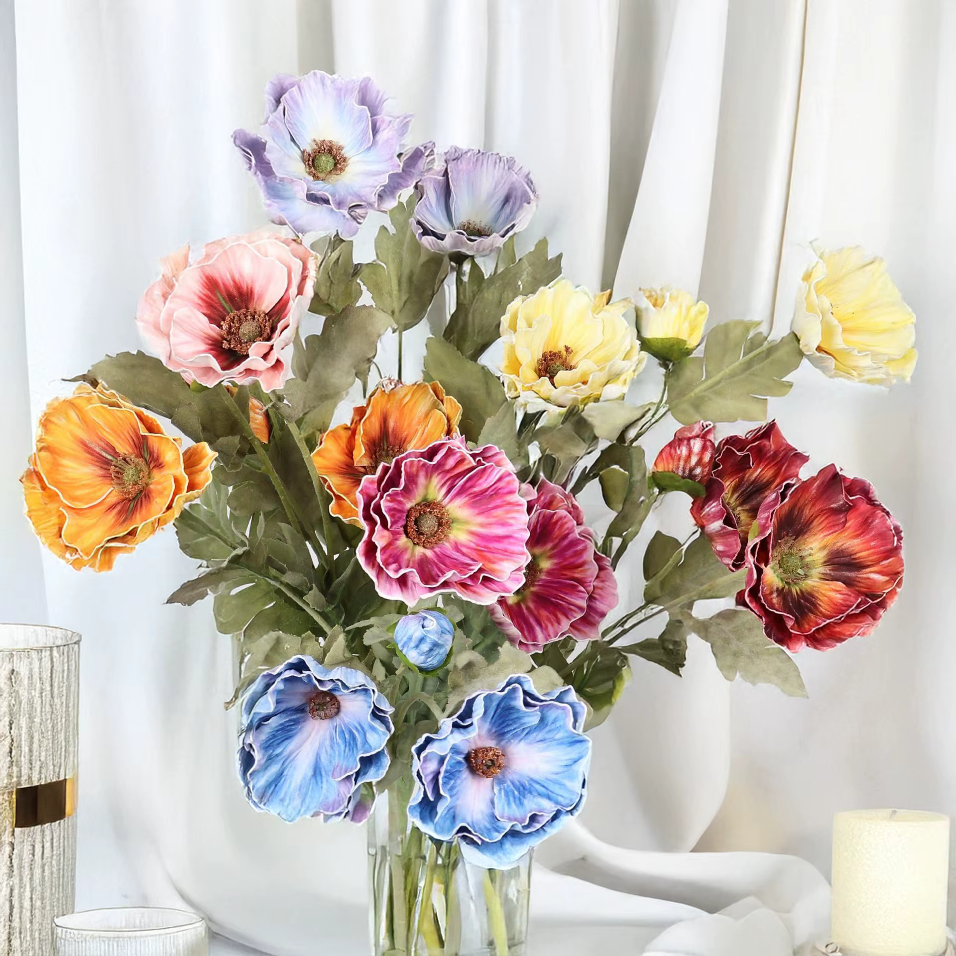 Fleur de coquelicot artificielle en fausse soie