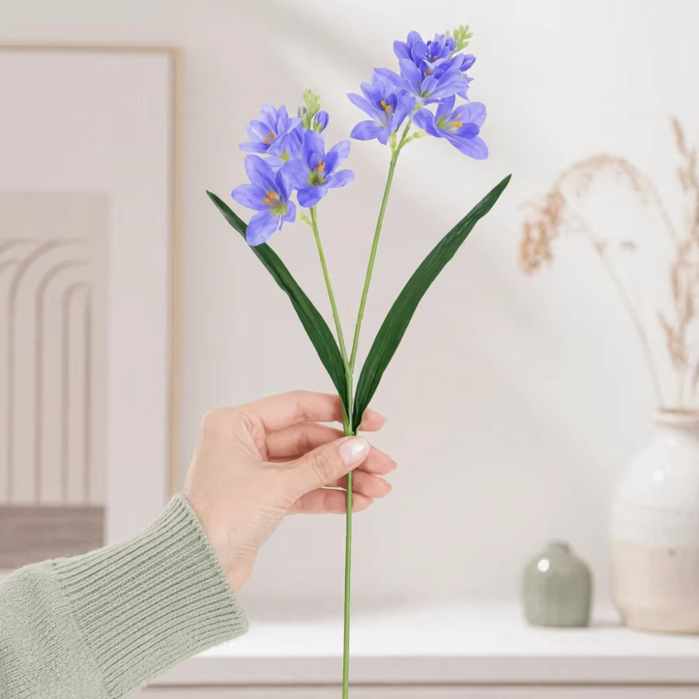 Fleur d'orchidée artificielle 3D texturée, effet hydratant, matière soyeuse durable, décoration réaliste avec feuilles