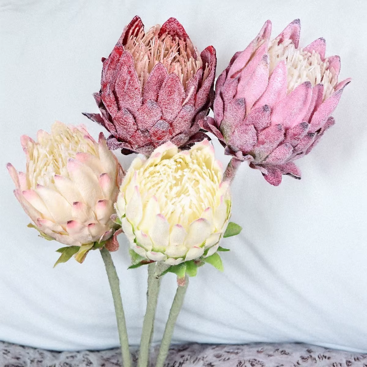 27, 5 pouces artificielle roi Protea fleur chardon nordique fausse