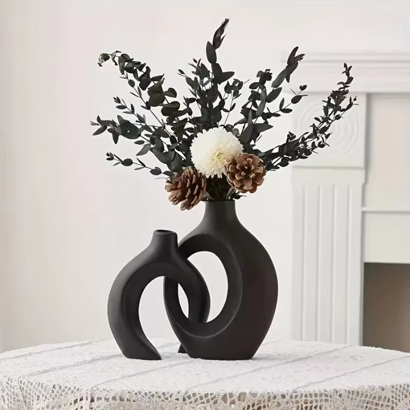 1 ensemble de vases à fleurs noirs nordiques