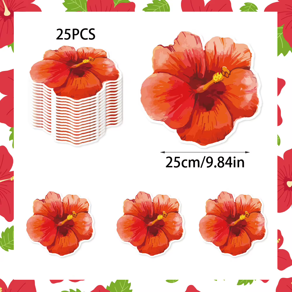 Napperons en papier jetables à fleurs d'hibiscus hawaïennes