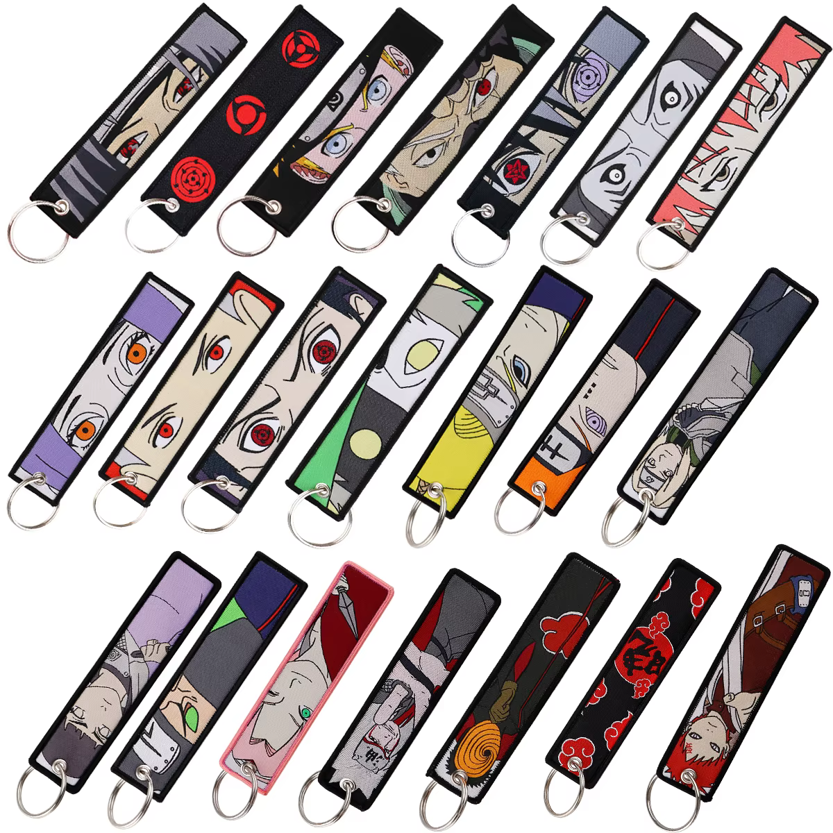 Porte-clés brodé de dessin animé japonais, étiquette pour motos, voitures, sac à dos, Chaveiro, accessoires bijoux à la mode