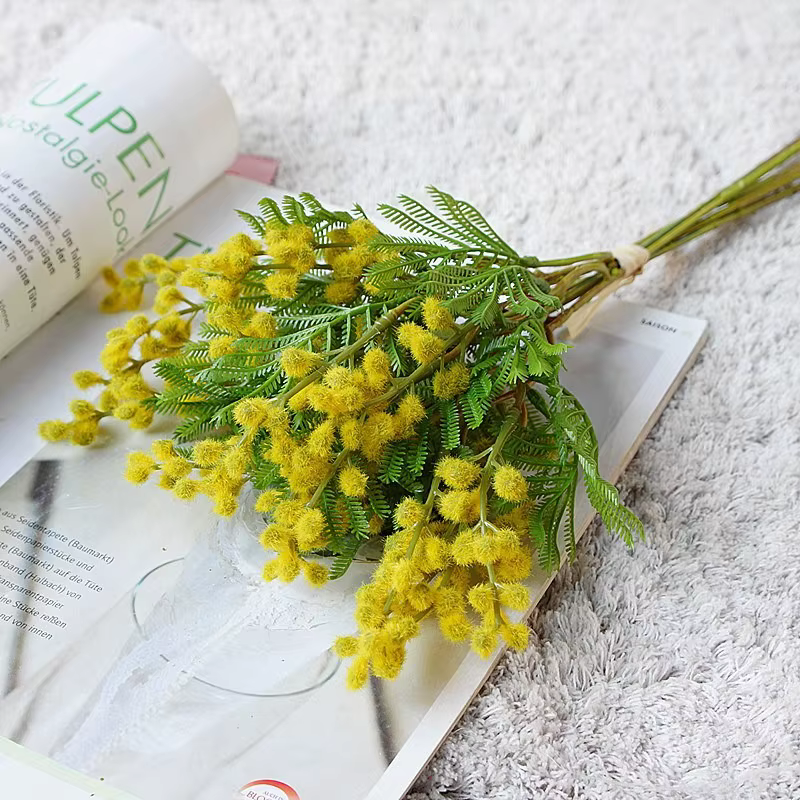 Fausses fleurs Mimosa d'acacia artificielles de 14.96 pouces