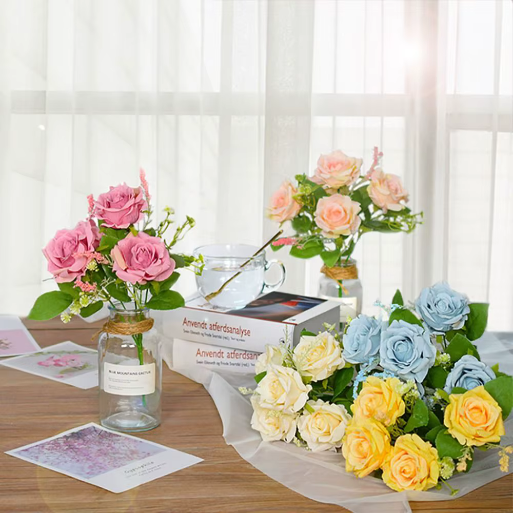 Fleurs artificielles réalistes à 5 têtes