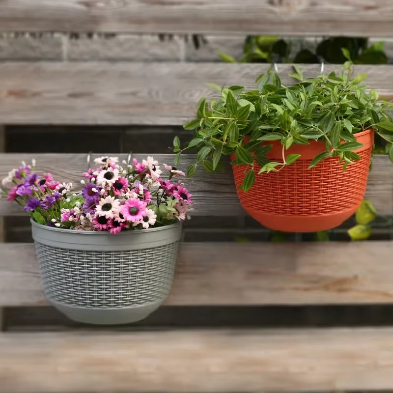 Jardinière de fleurs créative tissée en Imitation rotin