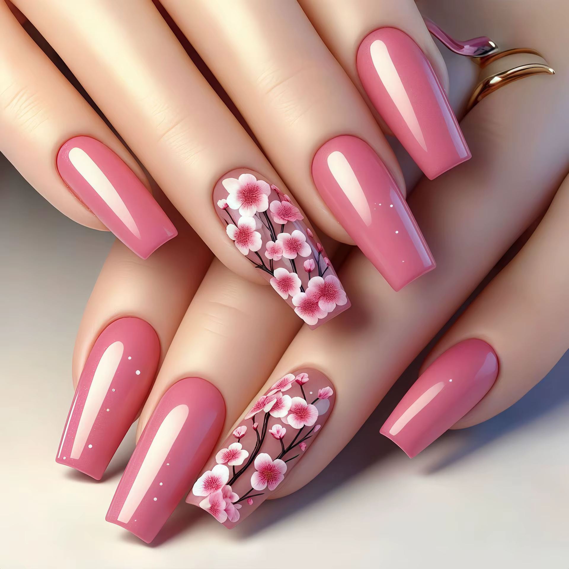 Faux ongles moyens pour femmes et filles, roses, rouges, jaunes, bleus, à motifs floraux, pour le printemps et l'été, forme ballerine, couvrance totale, ensemble d'ongles à presser.