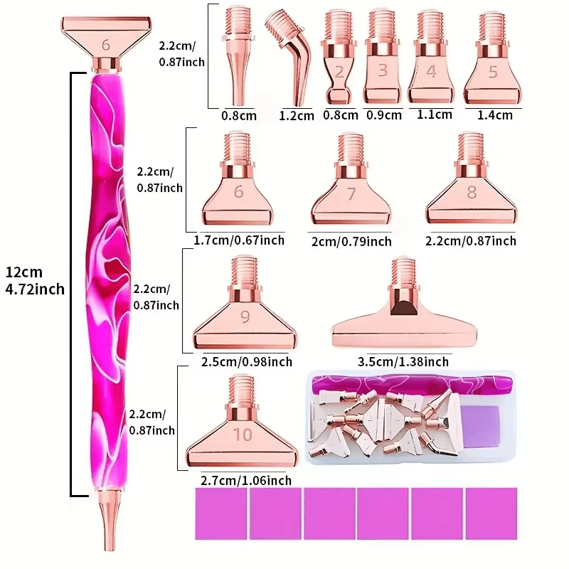 Kit d'accessoires pour stylo de peinture au diamant, 12 embouts métalliques filetés avec 6 pièces de cire à modeler, ensemble d'outils de dessin pour l'art et l'artisanat DIY