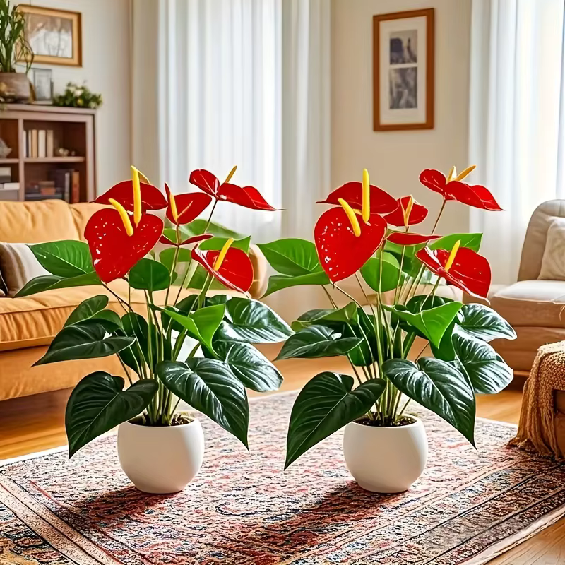 Fleurs artificielles de palmier rouge à 12 têtes