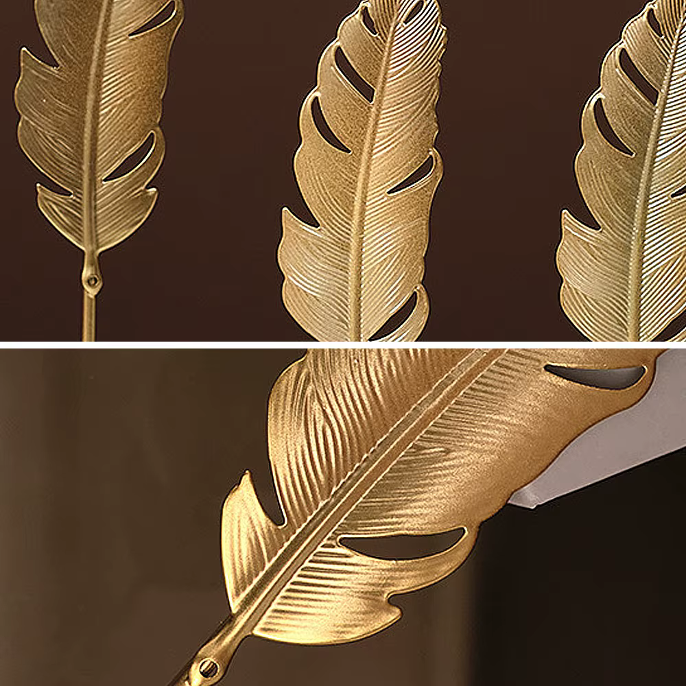 Sculpture de feuilles de Ginkgo dorées nordiques