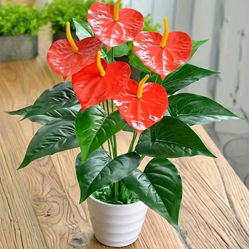 Plante artificielle Anthurium de qualité supérieure à 18 têtes