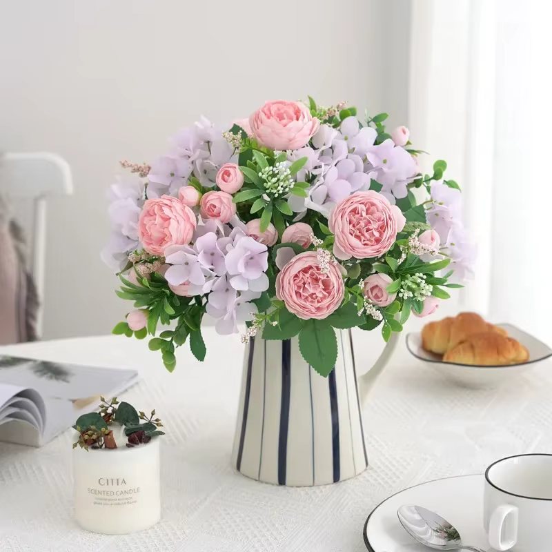 Bouquets en soie bleue