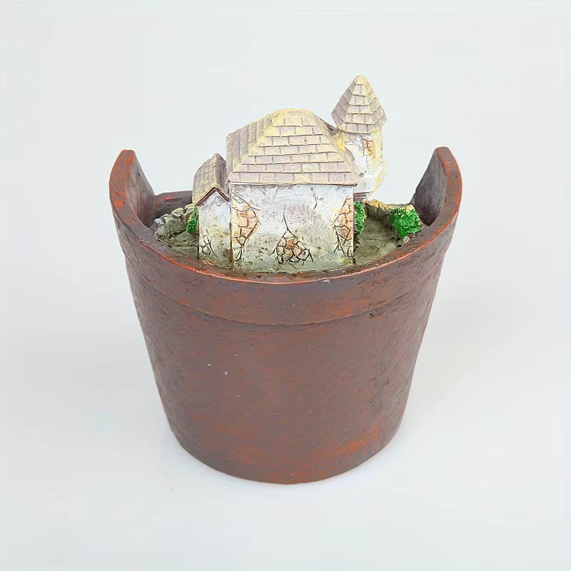 Pot de plantes créatif avec ville du ciel