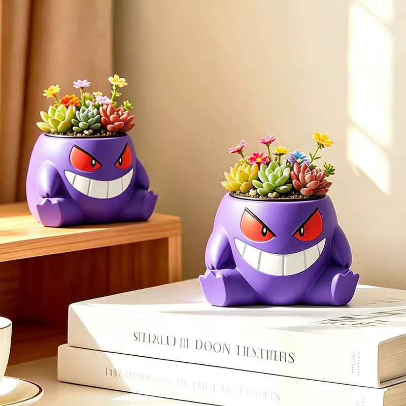 Pot de fleurs en résine en forme de Gengar de dessin animé