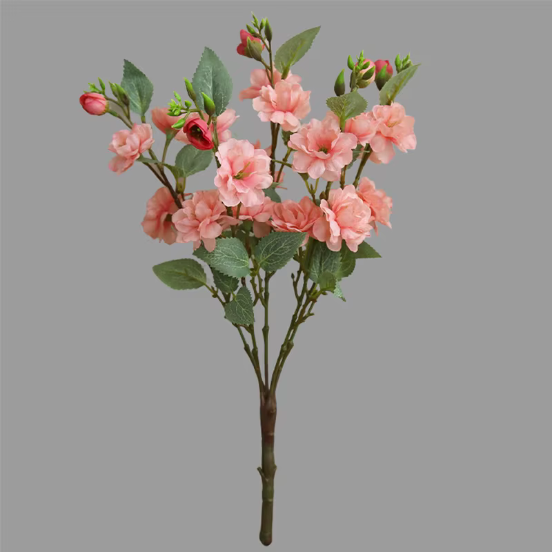 Bouquet de fleurs artificielles camélia rose en soie