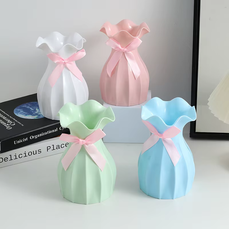 Vase nordique en plastique à fleurs sèches anti-chute