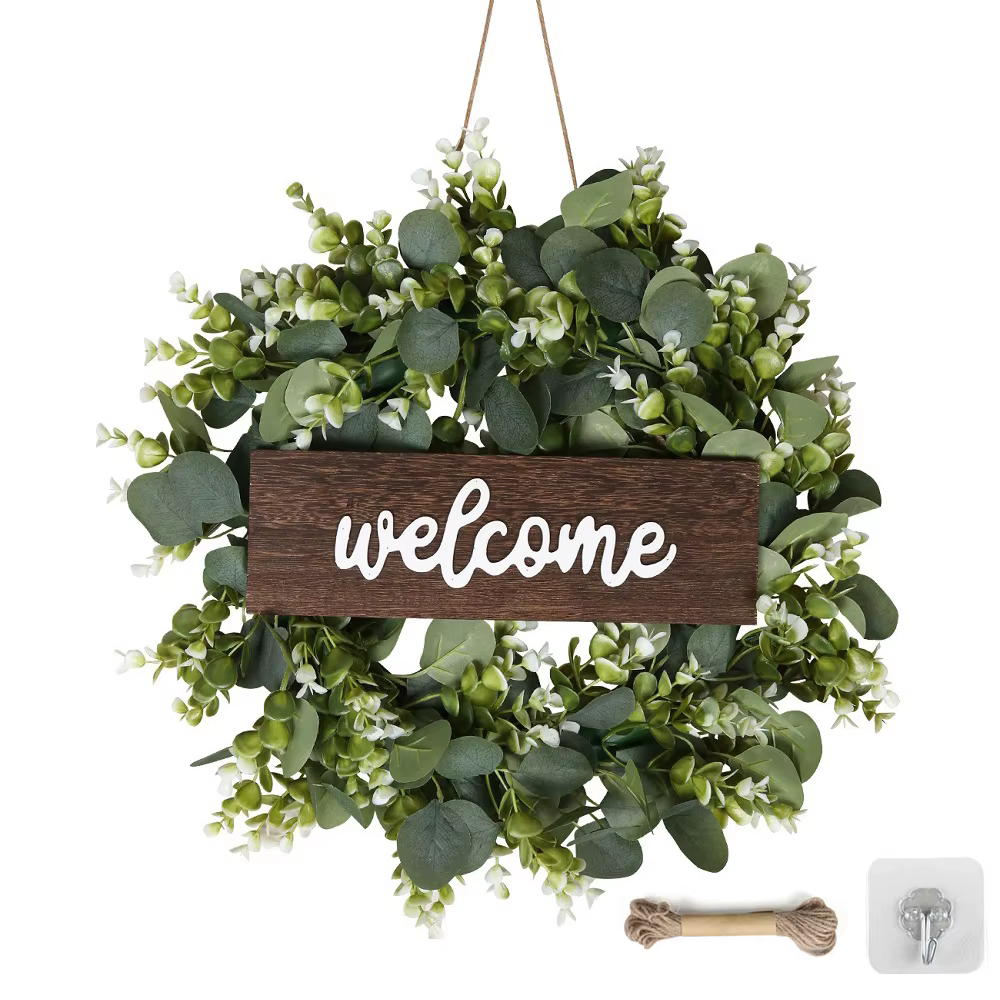 Couronne d'eucalyptus artificielle de 13 pouces