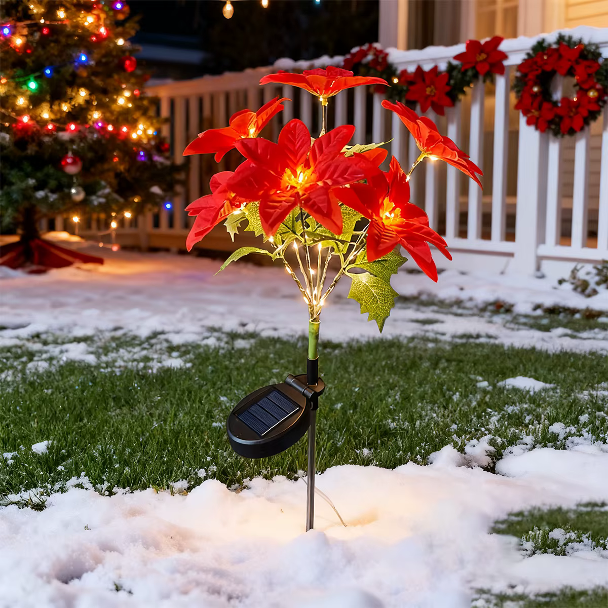 Lumière de fleur artificielle de poinsettia